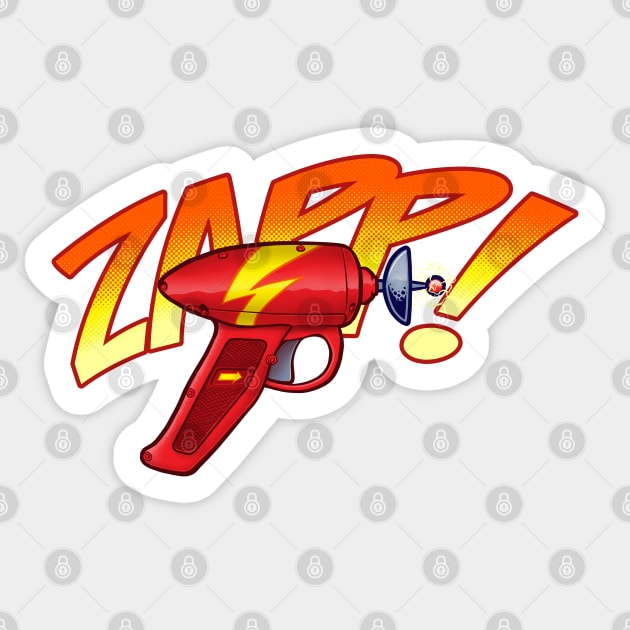 ZAPP! Retro SciFi Blaster Phaser Ray Gun Sticker by kgullholmen